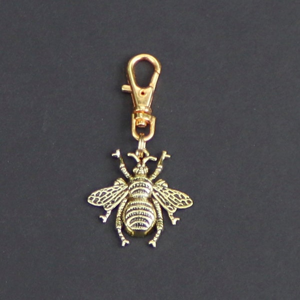 Bee Zipper Charm-Gold Tone-003LG