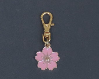 Pink Cherry Blossom Purse Bag Charm With Personalized Heart