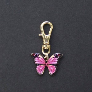 Butterfly Zipper Charm-Enamel Pink-Gold Tone