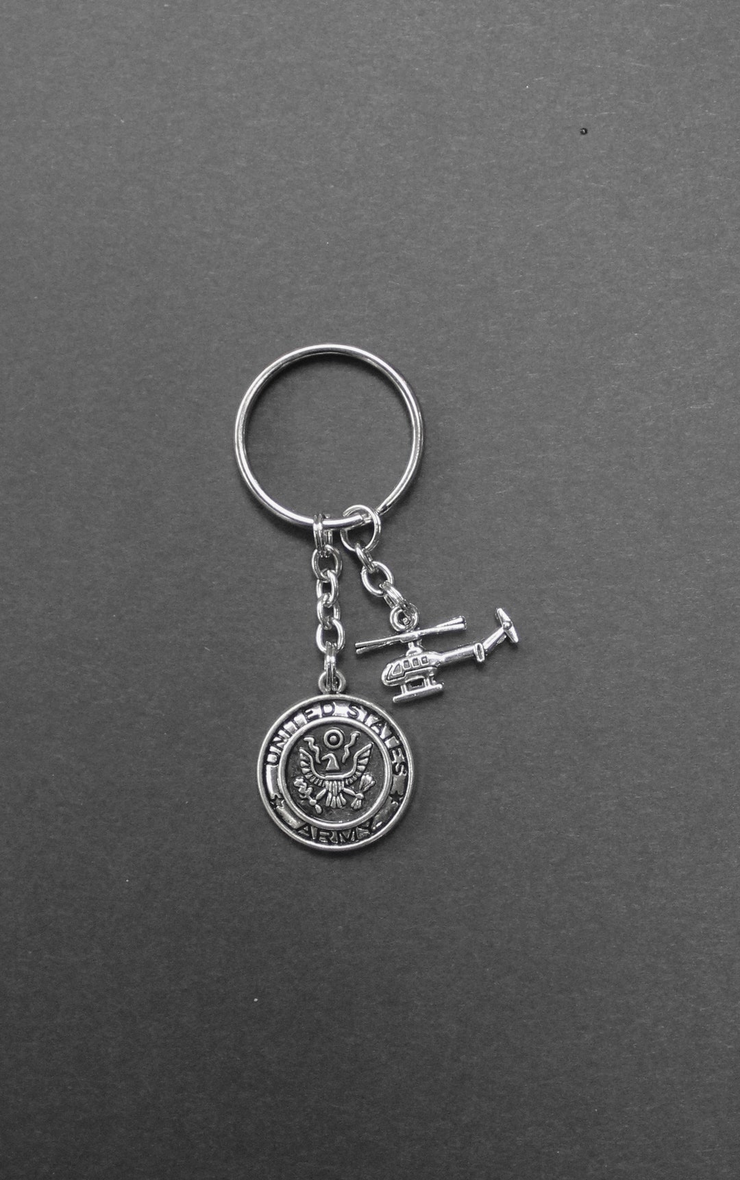 Army Keychain-military-helicopter-silver-tone - Etsy