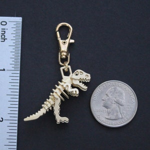 Dinosaur Zipper Charm-T-Rex-Tyrannosaurus 3D Zipper Charm-Light Gold image 3