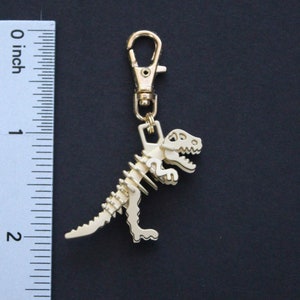 Dinosaur Zipper Charm-T-Rex-Tyrannosaurus 3D Zipper Charm-Light Gold image 4