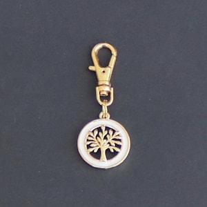 Tree of Life Zipper Charm-White Enamel-Gold Plated