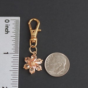 Flower Zipper Charm-Champagne Color Crystals-Copper-Gold Plated image 4
