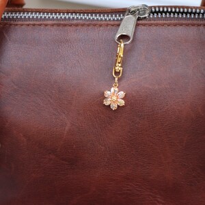 Flower Zipper Charm-Champagne Color Crystals-Copper-Gold Plated image 7