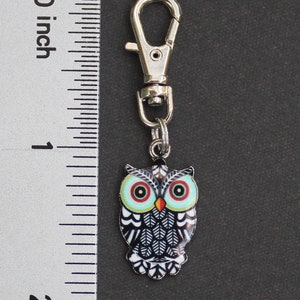 Owl Zipper Charm-Enamel and Silver Tone image 5