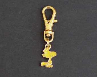 Peanuts Character Zipper Charm-Enamel-Gold-Tone-EXTREMELY TINY