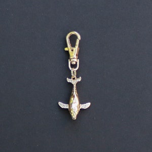 Humpback Whale Zipper Charm-3D-Gold Plated