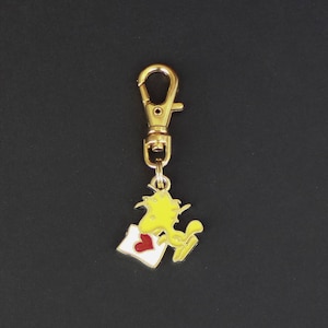 Peanuts Character Zipper Charm-Enamel-Gold-Tone-Heart Letter Style-VERY TINY
