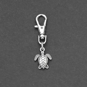 Sea Turtle Zipper Charm-Silver-Tone-VERY TINY
