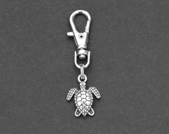 Sea Turtle Zipper Charm-Silver-Tone-VERY TINY