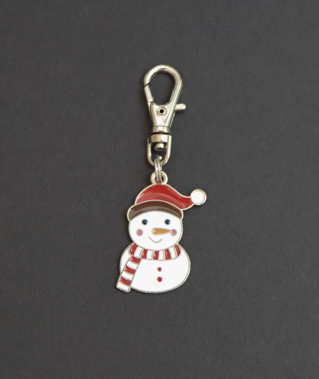 White & Pink Swivel Snowman Charm