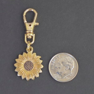 Sunflower Zipper Charm-Gold Enamel-Gold-Tone image 5