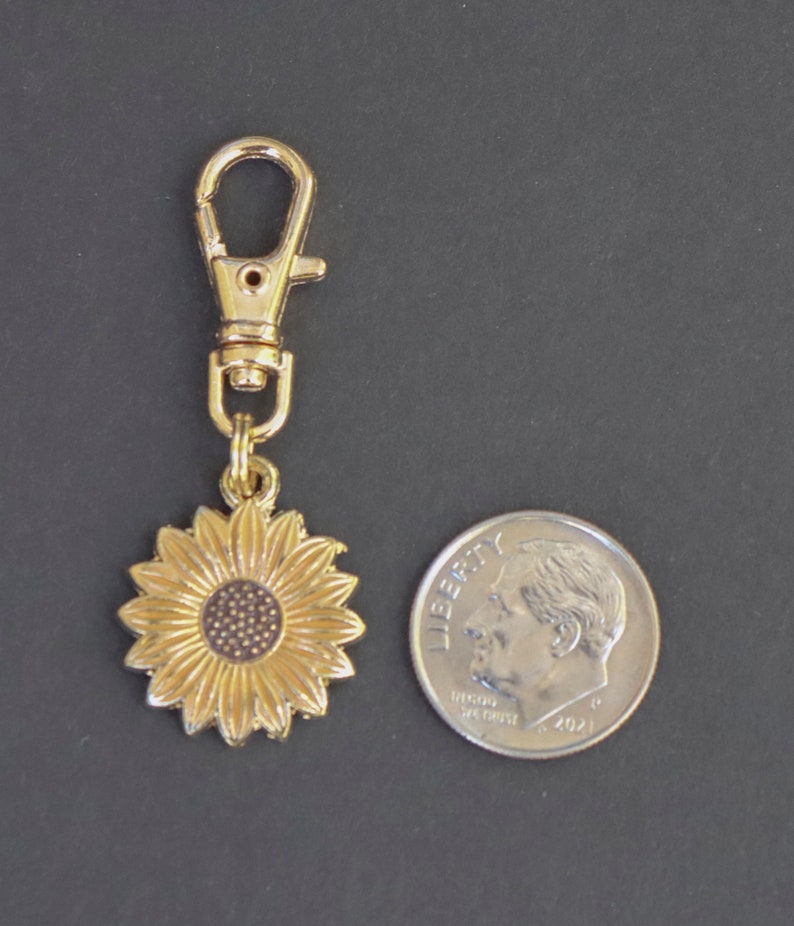 Sunflower Zipper Charm-Gold Enamel-Gold-Tone image 5