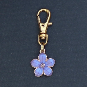 Flower Zipper Charm-Gold Tone-Purple Enamel image 2