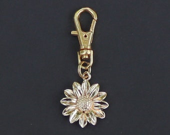 Sunflower Zipper Charm-Gold Plated