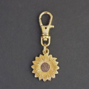 Sunflower Zipper Charm-Gold Enamel-Gold-Tone image 2