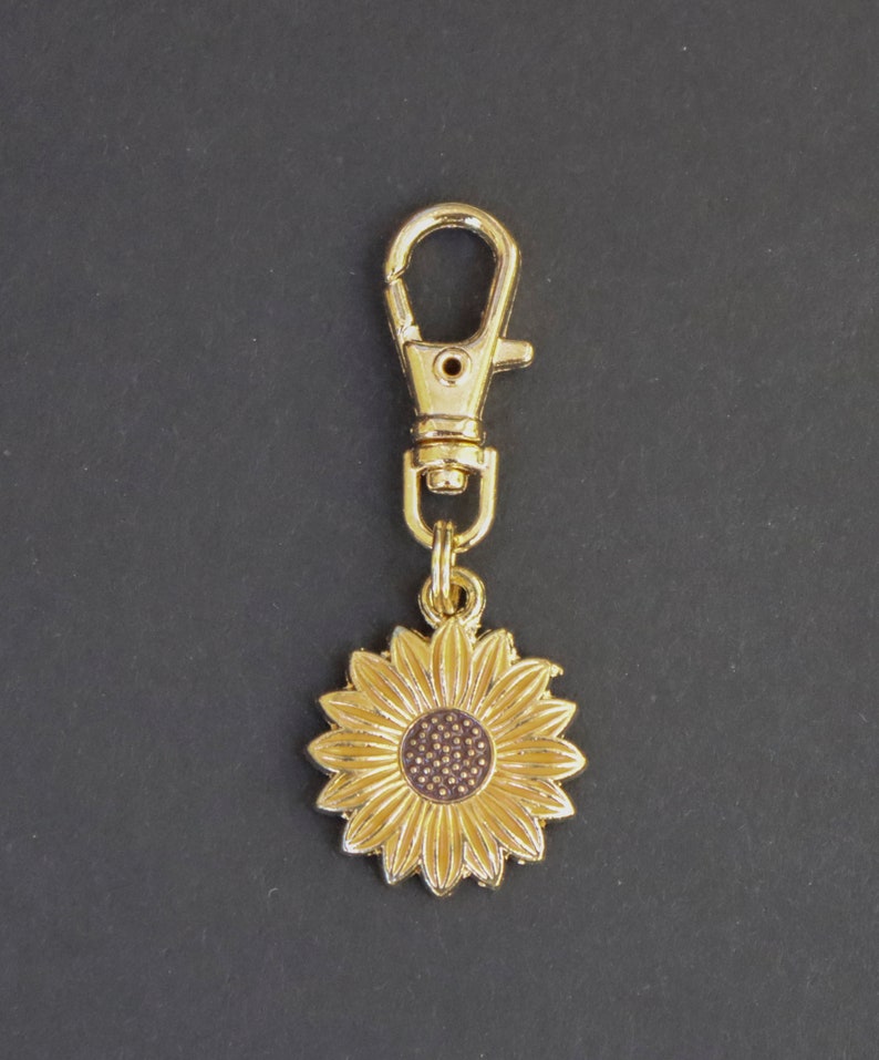 Sunflower Zipper Charm-Gold Enamel-Gold-Tone image 2