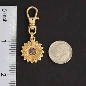 Sunflower Zipper Charm-Gold Enamel-Gold-Tone image 4