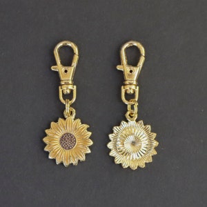 Sunflower Zipper Charm-Gold Enamel-Gold-Tone image 3