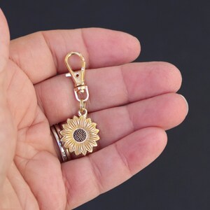 Sunflower Zipper Charm-Gold Enamel-Gold-Tone image 6