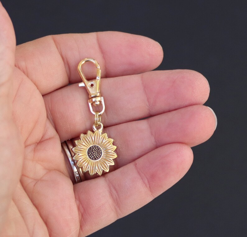 Sunflower Zipper Charm-Gold Enamel-Gold-Tone image 6