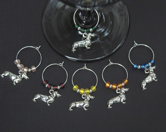 Dachshunddogwine Glass Charmsset of 6DACHDOG0086 Etsy
