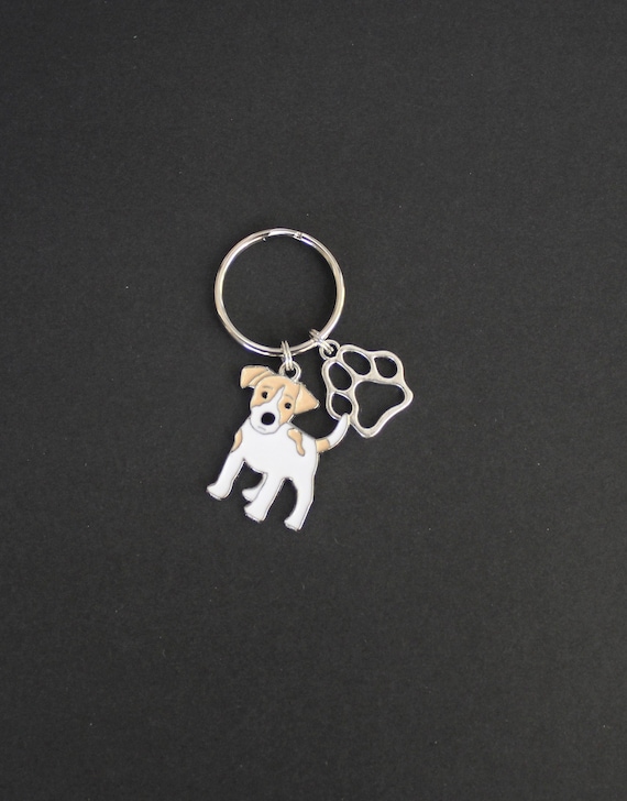 Jack Russell Keychain-paw Print Keychain-enamel-silver-tone - Etsy
