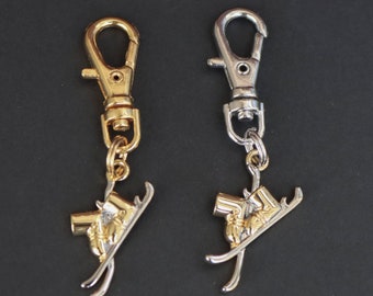 Ski/Ski Boot Zipper Charm-Silver and Gold Plated-Choice of Clasp Color