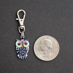 Owl Zipper Charm-Enamel and Silver Tone image 6