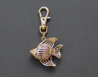 Fish Zipper Charm-3D-Gold Plated-Light Gold