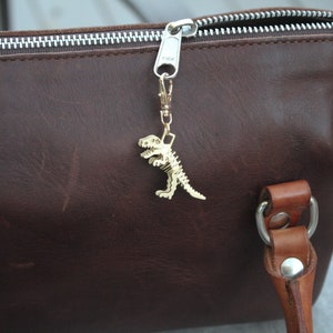 Dinosaur Zipper Charm-T-Rex-Tyrannosaurus 3D Zipper Charm-Light Gold image 10