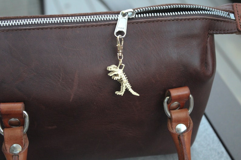 Dinosaur Zipper Charm-T-Rex-Tyrannosaurus 3D Zipper Charm-Light Gold image 10