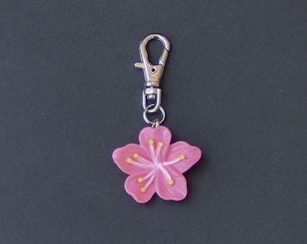 Flower-Hibiscus-Zipper Charm-**RESIN-Dark Pink-*Smaller Size