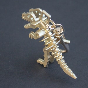 Dinosaur Zipper Charm-T-Rex-Tyrannosaurus 3D Zipper Charm-Light Gold image 8