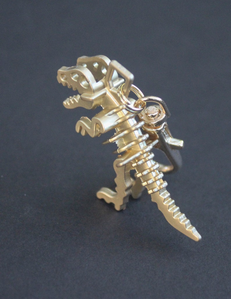 Dinosaur Zipper Charm-T-Rex-Tyrannosaurus 3D Zipper Charm-Light Gold image 8