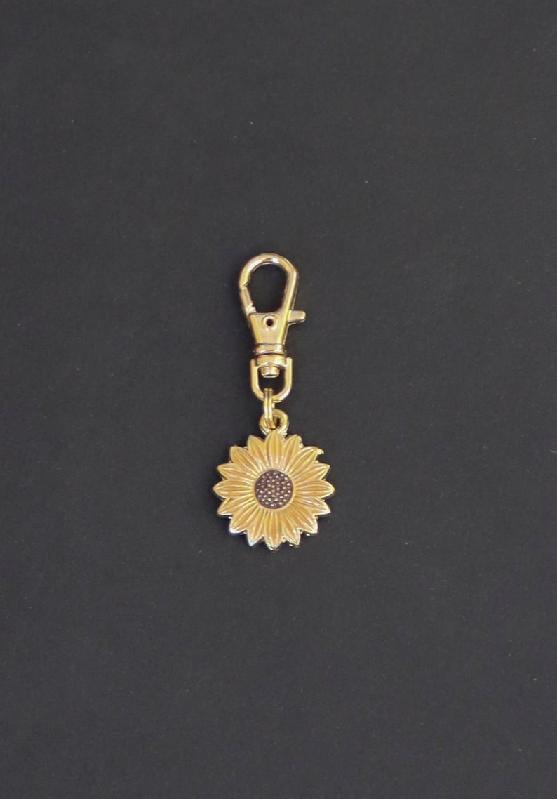 Sunflower Zipper Charm-Gold Enamel-Gold-Tone image 1