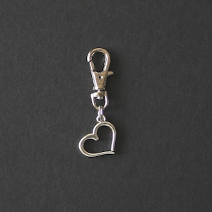 Heart Zipper Charm-Valentine-Silver-Tone