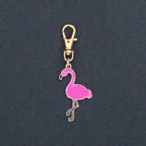 Flamingo Zipper Charm-Pink Flamingo-Enamel-Gold-Tone-Style #6