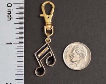 スーパーセール 目玉商品 Note-enamel-gold Charm-sixteenth Zipper Note Music Tone Etsy - アート・デザイン・音楽