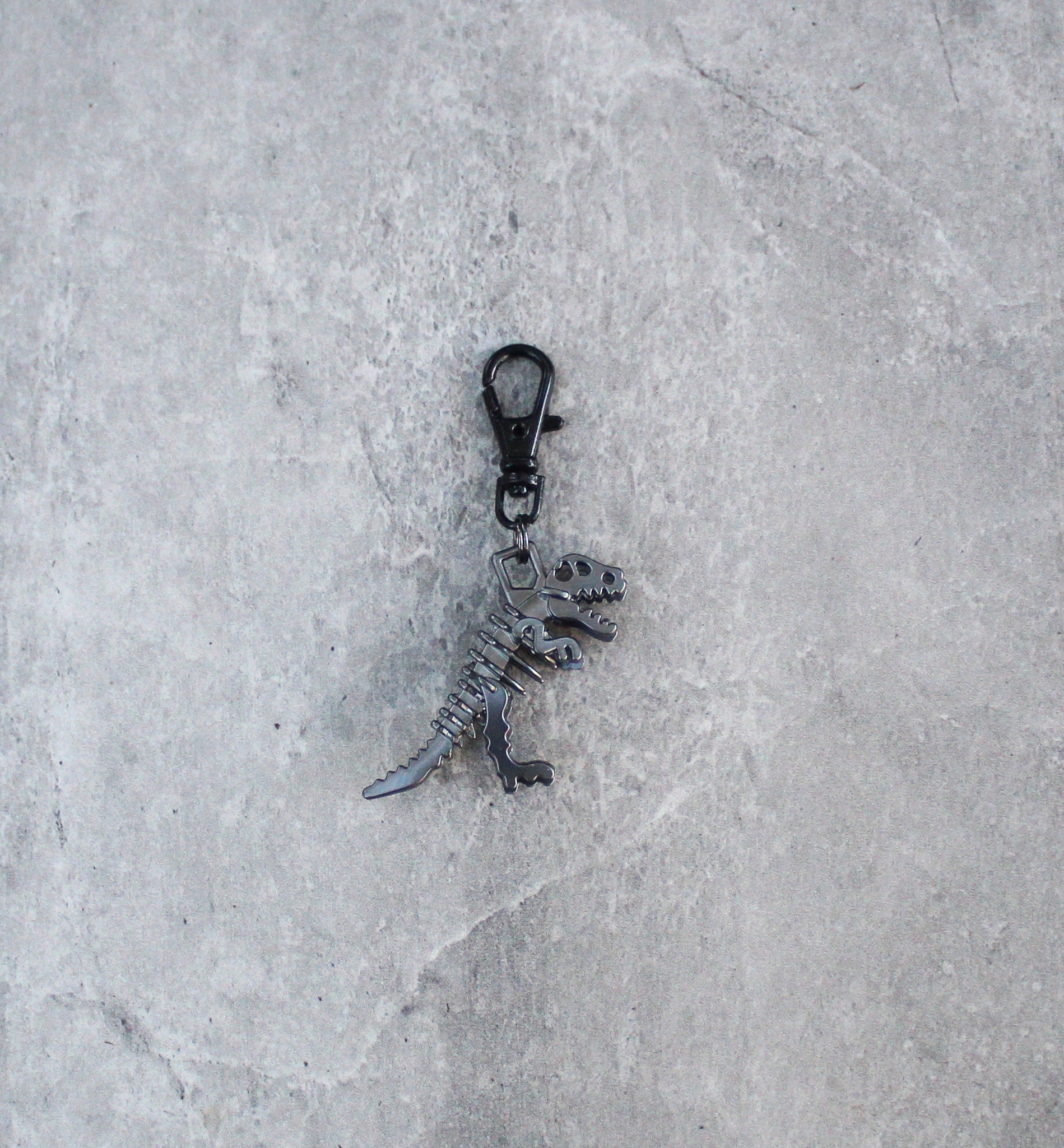 Dinosaur Zipper Charm-T-Rex-Tyrannosaurus 3D Zipper Charm-Gunmetal