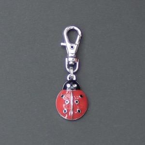 Ladybug Zipper Charm-Enamel-Silver-Tone