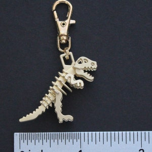 Dinosaur Zipper Charm-T-Rex-Tyrannosaurus 3D Zipper Charm-Light Gold image 5