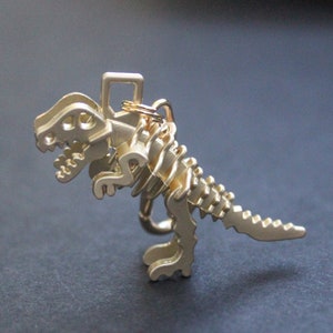 Dinosaur Zipper Charm-T-Rex-Tyrannosaurus 3D Zipper Charm-Light Gold image 7