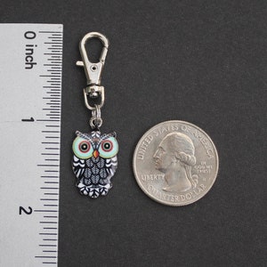 Owl Zipper Charm-Enamel and Silver Tone image 4