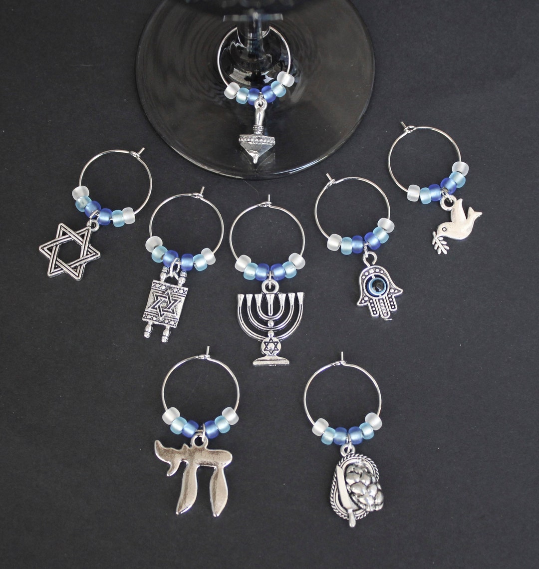 Jewish Theme Wine Charmsset of 8JEWISH0018 Etsy