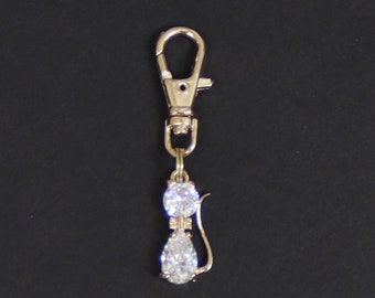 Cat Zipper Charm-Gold Plated Copper-Zircon Stone