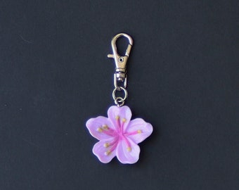 Flower-Hibiscus-Zipper Charm-**RESIN-Purple-*Smaller Size