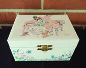 1960 39 s Jewelry Box Musical with Ballerina, Blue Birds, Flowers, Lady, Pink Piano