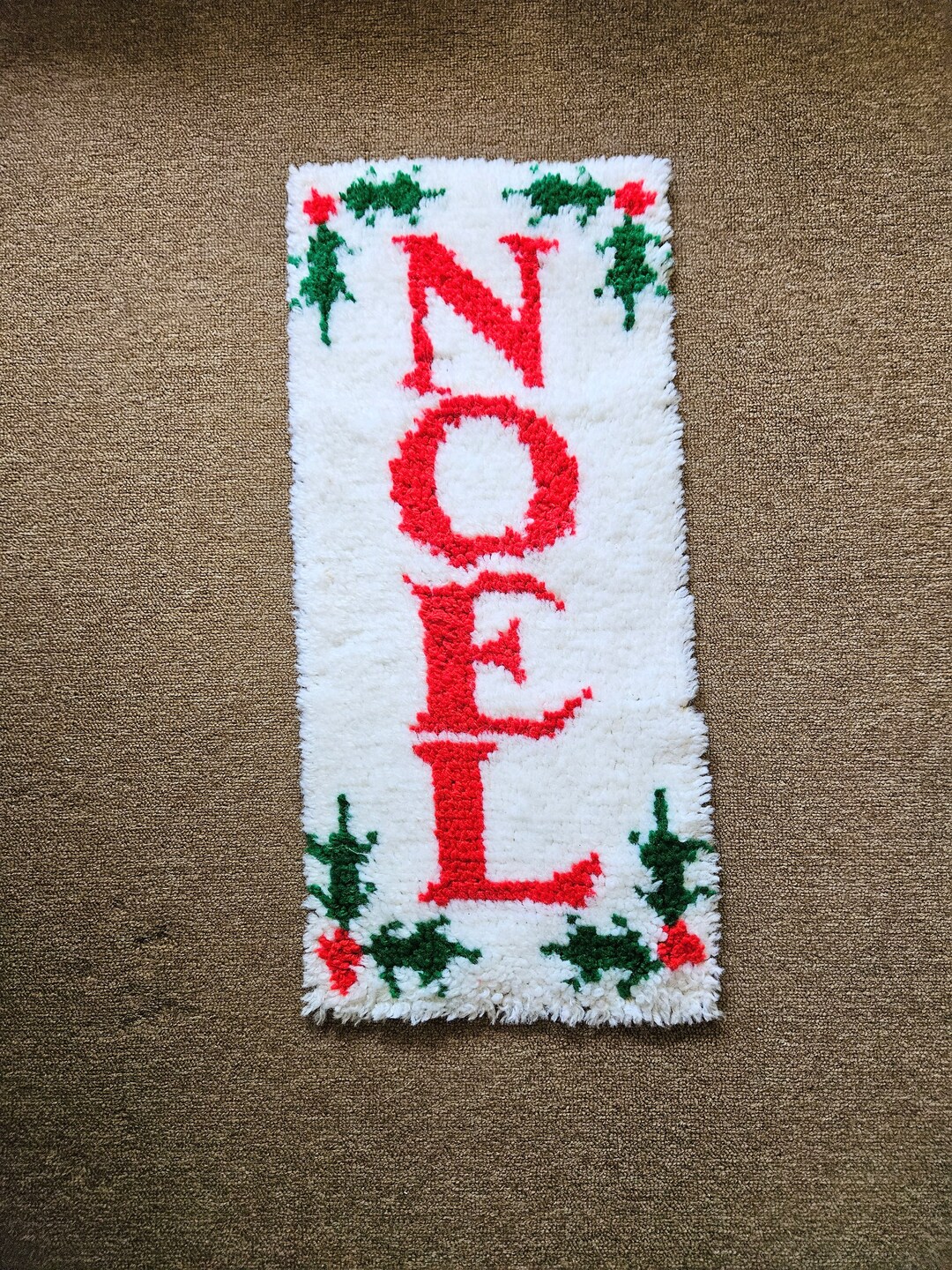 Vintage Latch Hook Rug Christmas Noel 1980's Etsy